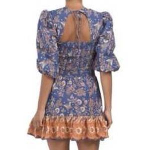 House of Harlow 1960 Floral Blue and Orange Mini Dress